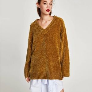 Zara yellow/ gold chenille sweater
